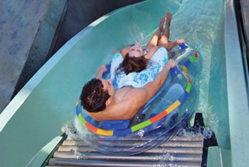 Atlantis WaterSlide TheDrop – The Drop The Drop - from inside the Power Tower, this single or double inner-tube rides begins with an ominous “drop” through darkness in an enclosed tube. Riders then encounter the open-air twists and turns of this thrilling water slide before splashing down into The Current.